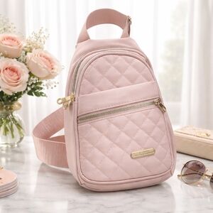 Elegant Pink Quilted Backpack